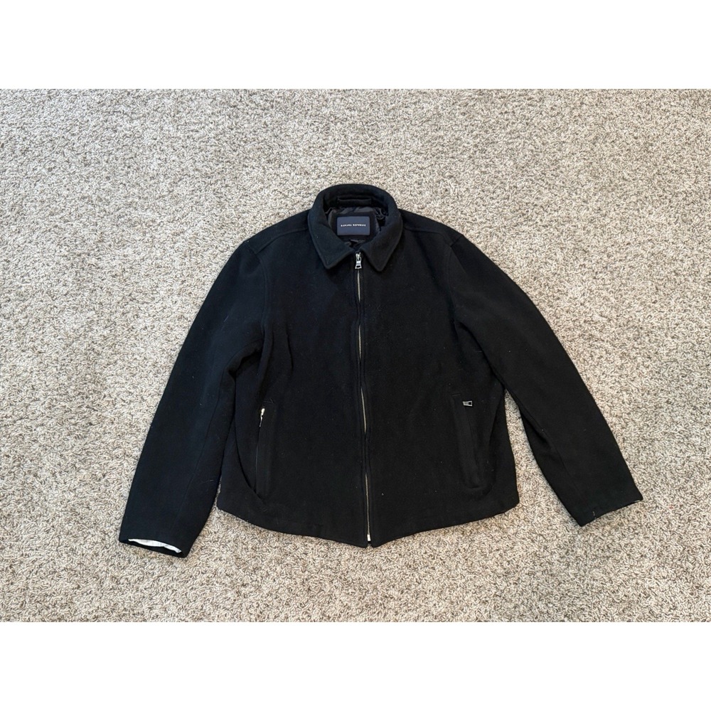 BANANA REPUBLIC Womens Large Full Zip Black Wool Cashmere Blend Jacket Coat